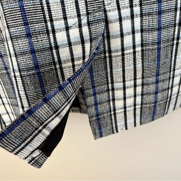 Nine West Long Lined Academia Black Plaid Multicolor Poly Wool Blend Blazer XL - Picture 8 of 14